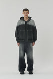 WASHING DENIM SNAP HOOD