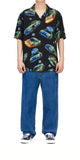 RACING CAR OPEN COLLAR HALF SLEEVE SHIRT