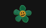 Green Flower Smile Embroidered White Clip Hoodie