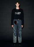 WINTER FLOWER LAZER WIDE DENIM PANTS