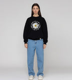 Daisy Flower Circle Logo White Clip Sweatshirt