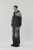 WASHING DENIM SNAP HOOD