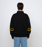 Elbow Smile Drawing Half Zip-up Sweatshirt