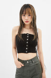 Cable knit button-up tube top