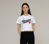 Baseball Logo Heart Smile Crop Short Sleeve