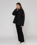 Sleeve Heart Logo Smile Embroidery Overfit Shirt