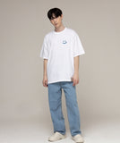 Small multi flower drawing smile short sleeve tee