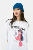 Noise wave character printing t-shirt