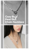 cozy bear half pearl necklace