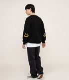 Elbow Bookle Embroidery Smile Drawing Sweatshirt