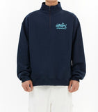 LABEL LOGO HALF ZIP SWEATSHIRT