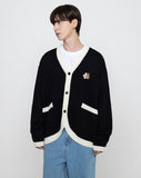 Flower Bear Smile Embroidery Knit Color Cardigan