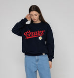 [UNISEX] Baseball Logo Flower Smile Sweatshirt