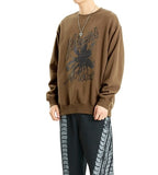 FLOWER PRINT SWEATSHIRT [BROWN]