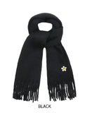 Flower dot embroidered bold muffler