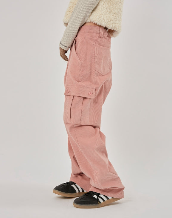 Raucohouse(ラウコハウス) - Half banding wide corduroy cargo pants