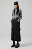 cargo pocket denim long skirt