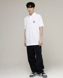 Tattoo Dog Embroidery Striper Clip Pique Short Sleeve T-shirt