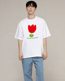 Drawing Red Flower Smile Short Sleeve Tee