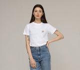 Flower Dot Embroidery Slim Short Sleeve Tee