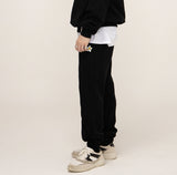 Flower dot embroidery sweat jogger pants