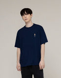 Tattoo Dog Embroidery Striper Short Sleeve Tee