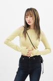 Open shoulder crop warmer long sleeve