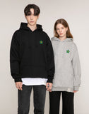 Green Flower Smile Embroidered White Clip Hoodie