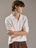 BUTTER CREAM KNIT HALF SHIRTS