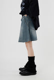 Washed tennis denim skirt