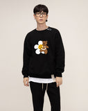 Flower Bear Smile White Clip Sweatshirt