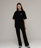 Small multi flower drawing smile short sleeve tee