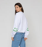 [UNISEX] Elbow Multi Flower Drawing Smile Sweatshirt