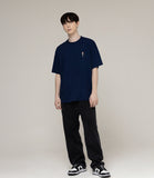 Tattoo Dog Embroidery Striper Short Sleeve Tee