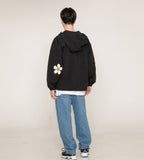 Elbow Flower Dot White Clip Windbreaker