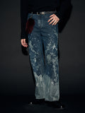 WINTER FLOWER LAZER WIDE DENIM PANTS