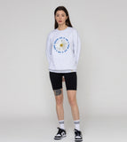 Daisy Flower Circle Logo White Clip Sweatshirt