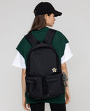 White Flower Smile Embroidery Backpack