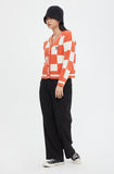CHECKER BOARD TERRY CARDIGAN