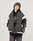 Wool mix balloon fit varsity jumper