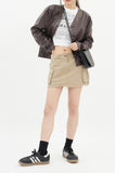 Low waist cutting mini cargo skirt