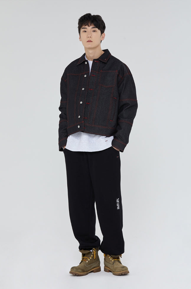 ☆関税込☆ROMANTIC CROWN★STITCH DENIM TRUCKER JACKET★ STITCH DENIM TRUCKER JACKET_BLACK - ROMANTIC CROWN | 60