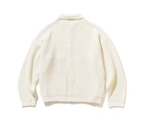 WOOL HEAVY WAFFLE COLLAR ZIP-UP KNIT