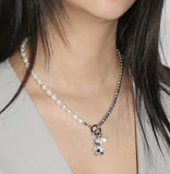 cozy bear half pearl necklace