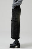 cargo pocket denim long skirt