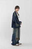 Sand cut maxi wide denim pants