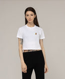 Flower Bear Embroidered Crop Short Sleeve Tee