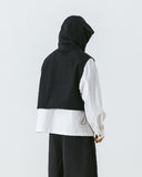 Nylon Layered Crop Hoodie