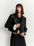 Fake leather short jacket 003