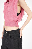 Motion wide collar sleeveless knitwear